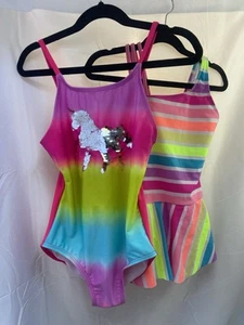 Two Cat And Jack Girl's Colorful Sequin Unicorn Swimsuit Size Medium 7-8 - Picture 1 of 20
