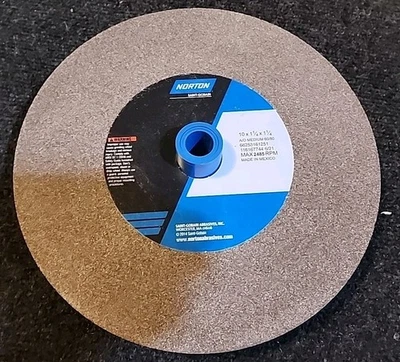 NORTON 66253161251 Strght Grind Wheel,1.25"CN,60/80 Grit,10"Dia 4DDN6 - Image 1 of 4