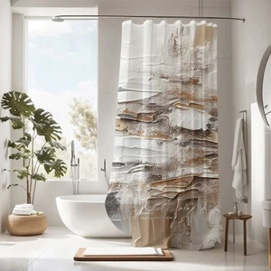 East Urban Home Abstract Dessert Textured Shower Curtain 70x93 Beige Tan NWOT - Picture 1 of 12