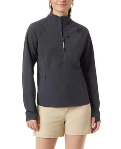 Bass Outdoor Top Women's Black Jacquard Raglan Sleeve 1/2 Zip Performance FTS354 - Picture 1 of 10