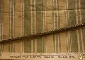 Stripes Gold & Sage Green with Raised Pinstripe Fabric and Trim 25" X 55" Crafts - Picture 1 of 1