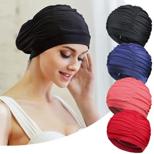 Cappello da nuoto unisex drappeggio elastico morbido per dreadlocks capelli lunghi piscina donna - Foto 1 di 15
