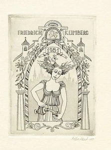 Radierung Exlibris Exlibris von Made Balbat, Estland für Friedrich Klimberg - Bild 1 von 1