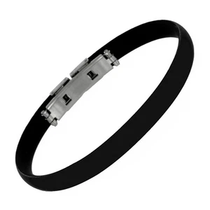 Armband Kautschuk schwarz mit Edelstahlverschluss ca. 21 cm - Bild 1 von 2