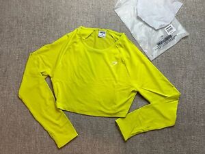Gymshark Training long sleeve crop top with thumb holes neon green size M