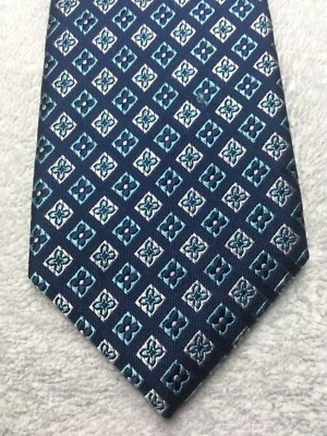 LANDS END MENS TIE NAVY BLUE WITH GRAY AND BLUE 3 X 61 - Image 1 of 4