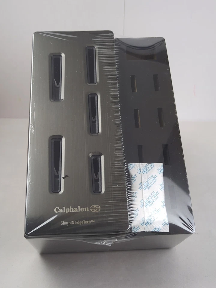 CALPHALON 14 Slot Hardwood Knife & Scissors Storage Block, WALNUT Finish, NEW! - Image 1 of 4