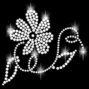 Strass Blume Bügelbild Hotfix Applikation Strasssteine Hot Fix Rose Blumen Blüte - Picture 1 of 3