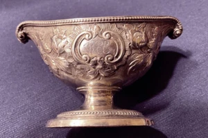 ANTIQUE GEORGIAN SMITH & SHARP BRITISH HEAVY STERLING MASTER SALT DISH BOWL - Picture 1 of 6