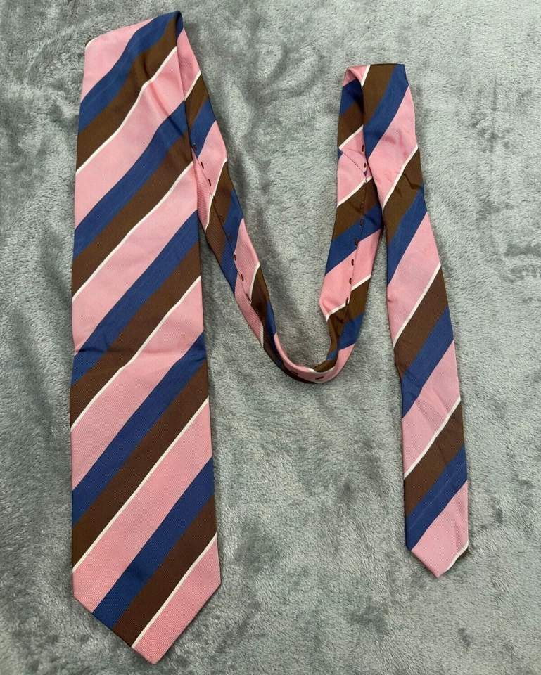 Corbata Pal Zileri Seda Italia Cuello Rosa Azul Rayas Largo Corto Ancho Clásico Para Hombre Foto 1 de 4