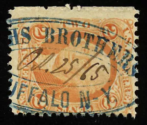 B779 U.S. Revenue Scott #R15c 2c USIR, 1865 blue European-style oval handstamp - Picture 1 of 1