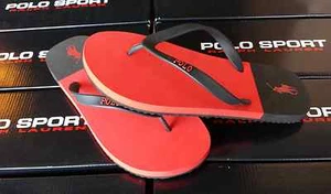 POLO RALPH LAUREN PONY SANDAL FLIP FLOPS SHOES~ Black Red~Mens 12~NWT - Picture 1 of 11