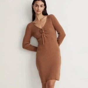 Madewell | Bodycon-Rippkleid mit Rüschen vorne zum Binden Zedernbraun Gr. XXS - Bild 1 von 9