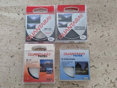 Quantaray 58mm Camera Lens Filters (2-MC UV, 1-Cir Polarizer, 1-6X Cross Screen) - Image 1 of 3