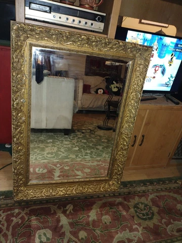 Large Vintage Ornate Gold Baroque Rococo Antique Beveled Mirror Cover