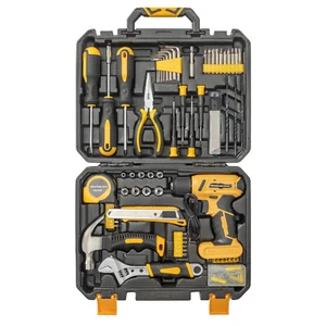 146-Piece Drill Set with 8V Yellow Cordless Drill, Home Tool Kit with Drill - Picture 1 of 4