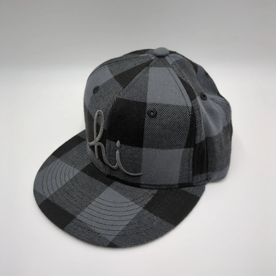 Chapéu ajustável Hi In4mation preto cinza xadrez Snapback RARO 100% algodão - Imagem 1 de 4