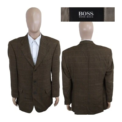 Abrigo deportivo Hugo Boss Artemisa espiga tweed cuadros ventana lana marrón 44R Foto 1 de 4