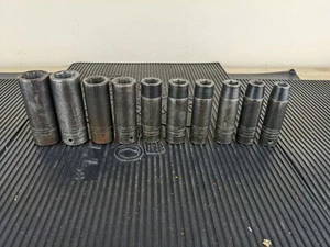 #ap887 Snap On Tools 1/2" Drive 6 Point Deep Metric Impact Socket Set SIMM - Bild 1 von 11
