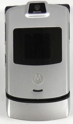 Motorola RAZR V3m - Silver and Black ( Verizon ) Cellular Flip Phone - Image 1 of 3