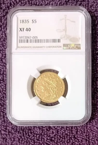 1835 Classic Liberty $5 gold Half Eagle, HM-1, NGC XF40 - Picture 1 of 4