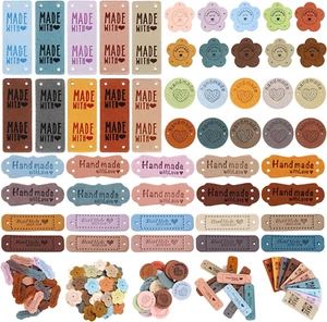 Handmade Label Zum Annähen 50 Stück, Handgefertigte Etiketten Pu-Leder, Etikett - Bild 1 von 7