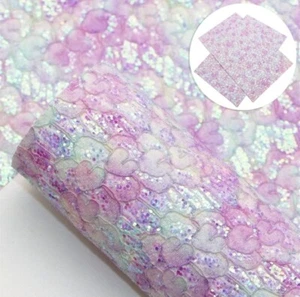 Purple heart lace Glitter FAUX LEATHER ROLL 12" x 55" 1106651 - Picture 1 of 2