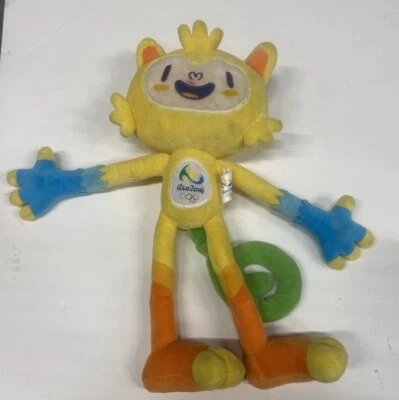 Rio 2016 Olympic Games Mascot Vinicius Plush Stuffed Animal Yellow Monkey RARE - Image 1 of 4