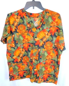 Fall Colors & Print Women's Scrub Handmade - Picture 1 of 3