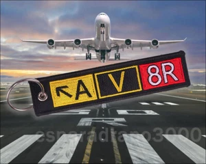 Keychain AV8R AIRPORT TAXIWAY Sign Keyring Flight Tag Aviation Crew Car Pilot - Picture 1 of 1