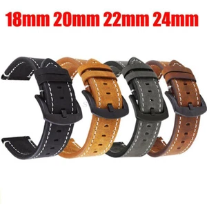 Vintage Soft Crazy Horse Leather Double-Sided Quick Release Watch Strap 18~24mm - Picture 1 of 39