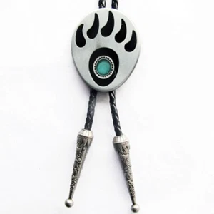 Bolo Tie With Bear Paw, Western, Indian, Southwest - Picture 1 of 2
