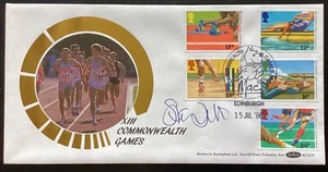 GB 1986 Commonwealth Games FDC, Benham Silk SIGNED Steve Ovett (PD451) - Picture 1 of 2