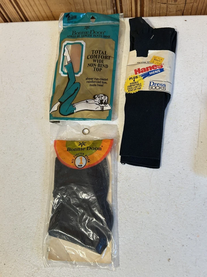 Calcetines de nailon elásticos vintage Bonnie Doon/Hanes para mujer nuevos stock antiguo lote 3 g2 Foto 1 de 4