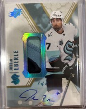 1/1! 2021-22 Upper Deck SPx 3-Color Game Used Patch Jordan Eberle Patch Auto 1/1