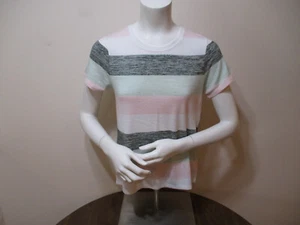 Women's Market & Spruce Short Sleeve Striped Blouse Top Petite Extra Small (PXS) - Picture 1 of 9
