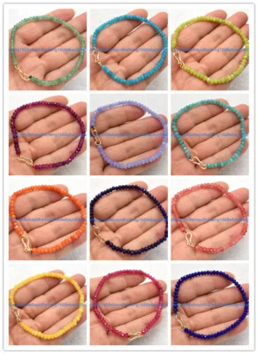 Natürliche 2x4mm Facettiert Mehrfarbig Rondelle Edelstein Perlen Armband 7.5" - Bild 1 von 4