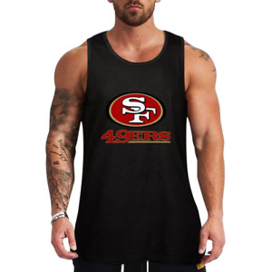 San Francisco 49ers Men's Sleeveless T-Shirt Black Cotton Tank Top Mens Gym Vest