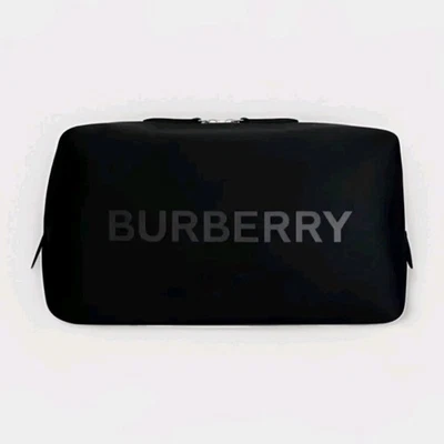 BURBERRY Logo Bolsa Maquillaje Artículos de Aseo BOLSA COSMÉTICA Negra Nueva Sellada. - Imagen 1 de 4
