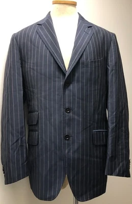 ETRO MEN'S BRISEID BLUE PINSTRIPE VIRGIN WOOL BLEND 3 BUTTON JACKET BLAZER 46R - Image 1 of 4