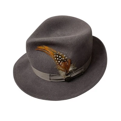 Sombrero Goorin Bros Fedora Mediano Lana Pluma Cinta Lágrima Pellizcada EE. UU. Foto 1 de 4