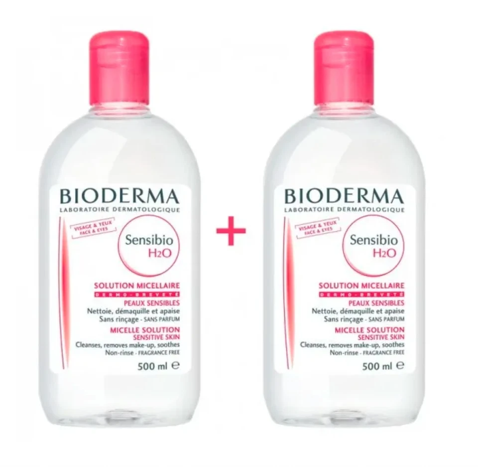 Bioderma Sensibio H2O, 2x500ml, Mizelar Cleansing Water 1+1, Removes Make Up - Image 1 of 1