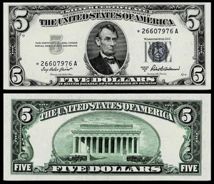**STAR**1953-A $5 SILVER CERTIFICATE NOTE~ CRISP UNCIRCULATED - Picture 1 of 1