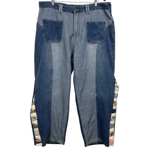 Upcycling überarbeitete Patchwork Jeans Festival Boho Damen 2x Maße lesen - Bild 1 von 11