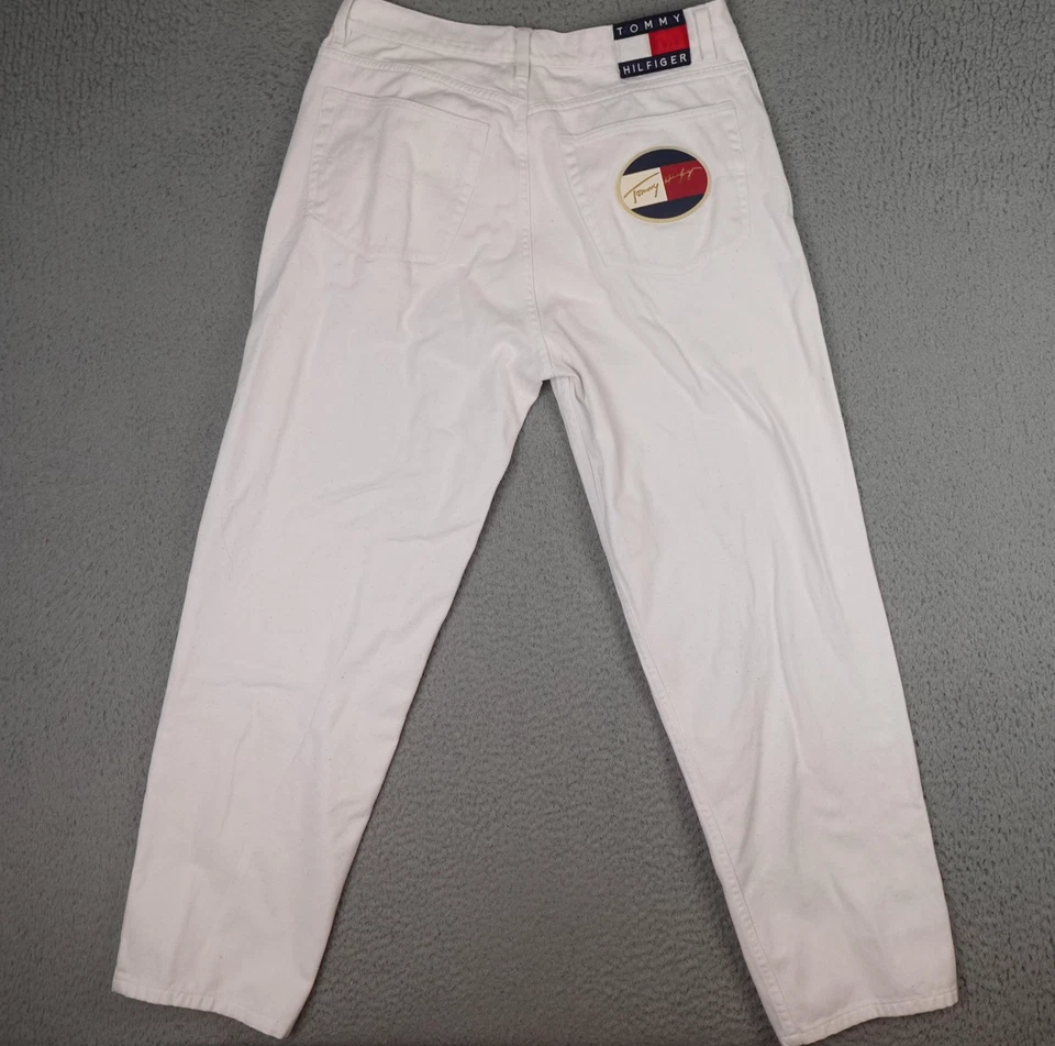 Vintage Tommy Hilfiger Jeans Mens 36x32 (Fits 32x30) White Denim Baggy 90s Y2K - Image 1 of 4