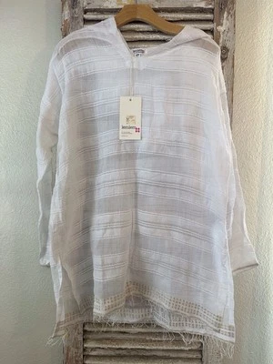 A28 Nuevo Con Etiquetas Lemlem Kelali Capucha Algodón Encubrimiento Blanco Talla M Foto 1 de 4