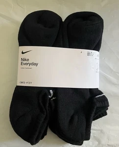 Nike Everyday Cushioned No Show Socks Black 6 Pack Womens 6-10 / Youth 5Y-7Y NEW - Picture 1 of 2