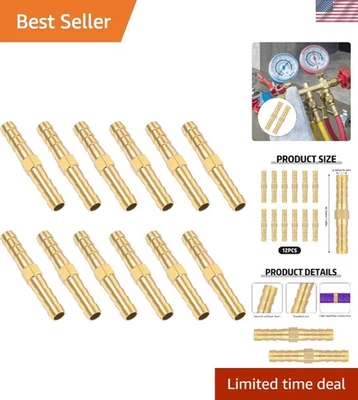 Professional 12 Pc Brass Splicer Hose Barb Connectors - Ideal for Garden & Fuel - Image 1 of 4