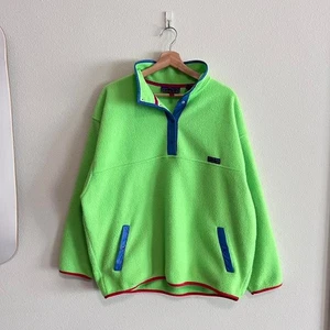 Vintage Pacer Synchilla Pullover Fleece Sweatshirt Neon Green 90s Unisex Size L - Picture 1 of 4
