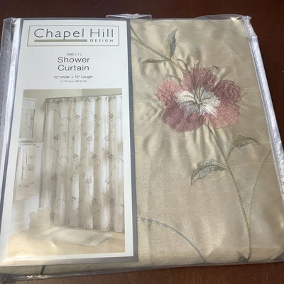 Chapel Hill Embroidered Fabric Shower Curtain 70" x 72" Sweet Pea New - Image 1 of 4
